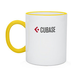 Кружка двухцветная с принтом Cubase в городе Новоалтайск, керамика | объем — 330 мл, диаметр — 80 мм. Цветная ручка и кайма сверху, в некоторых цветах — вся внутренняя часть | cubase