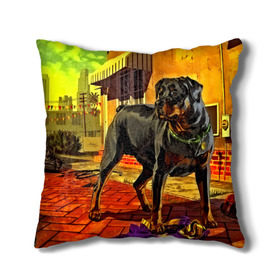 Подушка 3D с принтом Чомп в городе Новоалтайск, наволочка – 100% полиэстер, наполнитель – холлофайбер (легкий наполнитель, не вызывает аллергию). | состоит из подушки и наволочки. Наволочка на молнии, легко снимается для стирки | cover | game | grand theft auto | grand theft auto iv | gta | gta 5 | gta iv | niko bellic | rockstar games | нико беллик