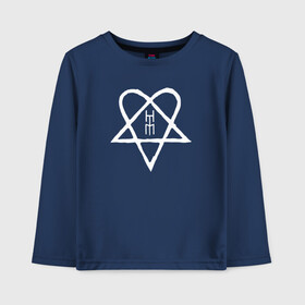 Детский лонгслив хлопок с принтом HIM Heartagram (белая) в городе Новоалтайск, 100% хлопок | круглый вырез горловины, полуприлегающий силуэт, длина до линии бедер | heartagram | him | love metal | ville valo | вилле вало | хим