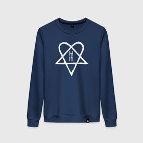 Женский свитшот хлопок с принтом HIM. Heartagram (белая) в городе Новоалтайск, 100% хлопок | прямой крой, круглый вырез, на манжетах и по низу широкая трикотажная резинка  | heartagram | him | love metal | ville valo | вилле вало | хим