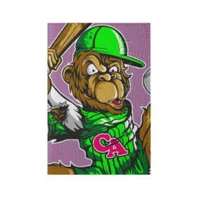 Обложка для паспорта матовая кожа с принтом Бейсболист в городе Новоалтайск, натуральная матовая кожа | размер 19,3 х 13,7 см; прозрачные пластиковые крепления | Тематика изображения на принте: 