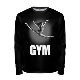 Мужской лонгслив 3D с принтом Gym в городе Новоалтайск, 100% полиэстер | длинные рукава, круглый вырез горловины, полуприлегающий силуэт | girl | jump | sport | sportswoman | гимнастика | девушка | прыжок | спорт | спортсменка | фитнес
