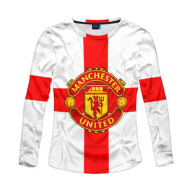 Женский лонгслив 3D с принтом Manchester united в городе Новоалтайск, 100% полиэстер | длинные рукава, круглый вырез горловины, полуприлегающий силуэт | 3д | fc | manchester united | mu | англия | британия | игра | канониры | красные дьяволы | лондон | манчестер | мю | флаг | флаг британии | футбол | эмблема