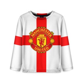 Детский лонгслив 3D с принтом Manchester united в городе Новоалтайск, 100% полиэстер | длинные рукава, круглый вырез горловины, полуприлегающий силуэт
 | 3д | fc | manchester united | mu | англия | британия | игра | канониры | красные дьяволы | лондон | манчестер | мю | флаг | флаг британии | футбол | эмблема