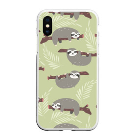 Чехол для iPhone XS Max матовый с принтом Ленивец в городе Новоалтайск, Силикон | Область печати: задняя сторона чехла, без боковых панелей | Тематика изображения на принте: арт | животные | ленивец | лень | прикольные | сон