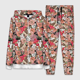 Женский костюм 3D с принтом Dogs and flowers в городе Новоалтайск,  |  | boxer | cute | dog | flower | flowers | love | lovely | summer | боксер | бульдог | летний | лето | пес | пионы | собака | собачка | цветочный | цветы