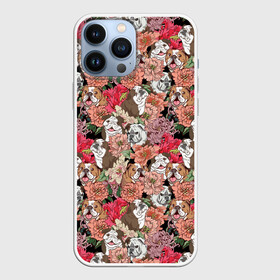 Чехол для iPhone 13 Pro Max с принтом Dogs and flowers в городе Новоалтайск,  |  | Тематика изображения на принте: boxer | cute | dog | flower | flowers | love | lovely | summer | боксер | бульдог | летний | лето | пес | пионы | собака | собачка | цветочный | цветы