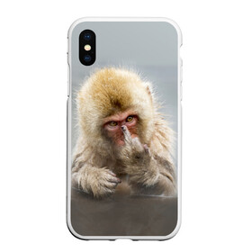 Чехол для iPhone XS Max матовый с принтом Японская макака в городе Новоалтайск, Силикон | Область печати: задняя сторона чехла, без боковых панелей | макак | мартышка | обезьяна | палец | япония