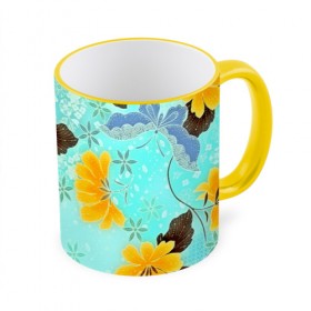 Кружка 3D с принтом Цветочный узор в городе Новоалтайск, керамика | ёмкость 330 мл | Тематика изображения на принте: 