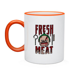 Кружка двухцветная с принтом Dota 2 - Fresh Meat в городе Новоалтайск, керамика | объем — 330 мл, диаметр — 80 мм. Цветная ручка и кайма сверху, в некоторых цветах — вся внутренняя часть | dota | dota2 | game | online | дота | игра | крюк | онлайн | пудж | стратегия | хук