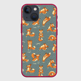 Чехол для iPhone 13 mini с принтом Foxes yoga в городе Новоалтайск,  |  | fitness | fox | yoga | йога | лис | лиса | лисенок | фитнесс