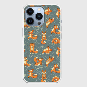 Чехол для iPhone 13 Pro с принтом Foxes yoga в городе Новоалтайск,  |  | fitness | fox | yoga | йога | лис | лиса | лисенок | фитнесс