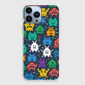 Чехол для iPhone 13 Pro Max с принтом Монстры пиксели в городе Новоалтайск,  |  | camo | camouflage | game | halloween | minecraft | pacman | pixel | space invaders | игра | камуфляж | классика | майнкрафт | монстры | пиксели | пиксель | хэллоуин