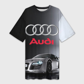 Платье-футболка 3D с принтом Серебристая Ауди в городе Новоалтайск,  |  | audi | q7 | r8 | авто | автомобиль | ауди | кольца | красивая | крутая | марка | машина | немецкая иномарка | пацанский таз | прикольная | тачка | эмблема