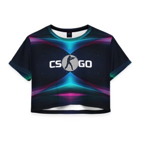 Женская футболка 3D укороченная с принтом CS GO абстракция в городе Новоалтайск, 100% полиэстер | круглая горловина, длина футболки до линии талии, рукава с отворотами | cs go | абстракция | бирюзовые | войнушка | геометрия | игра | контер страйк | контра | красные | линии | логотип | надпись | онлайн | розовые | стрелялка | террористы | углы | узор | шутер