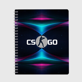 Тетрадь с принтом CS GO абстракция в городе Новоалтайск, 100% бумага | 48 листов, плотность листов — 60 г/м2, плотность картонной обложки — 250 г/м2. Листы скреплены сбоку удобной пружинной спиралью. Уголки страниц и обложки скругленные. Цвет линий — светло-серый
 | cs go | абстракция | бирюзовые | войнушка | геометрия | игра | контер страйк | контра | красные | линии | логотип | надпись | онлайн | розовые | стрелялка | террористы | углы | узор | шутер