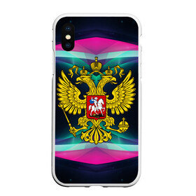 Чехол для iPhone XS Max матовый с принтом Герб России в городе Новоалтайск, Силикон | Область печати: задняя сторона чехла, без боковых панелей | Тематика изображения на принте: герб россии | двуглавый орел | золотой | патриот | рф