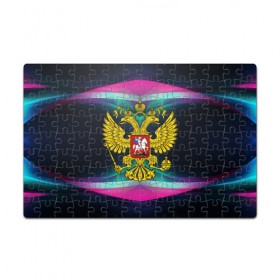 Пазл магнитный 126 элементов с принтом Герб России в городе Новоалтайск, полимерный материал с магнитным слоем | 126 деталей, размер изделия —  180*270 мм | герб россии | двуглавый орел | золотой | патриот | рф