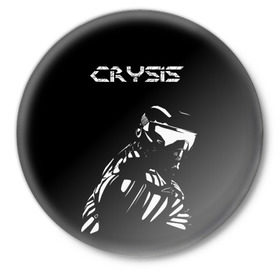 Значок с принтом CRYSIS в городе Новоалтайск,  металл | круглая форма, металлическая застежка в виде булавки | Тематика изображения на принте: crysis | другие | игра | крайзис | кризис | надпись | прикольные | пророк | черно белый