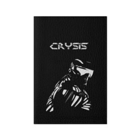 Обложка для паспорта матовая кожа с принтом CRYSIS в городе Новоалтайск, натуральная матовая кожа | размер 19,3 х 13,7 см; прозрачные пластиковые крепления | Тематика изображения на принте: crysis | другие | игра | крайзис | кризис | надпись | прикольные | пророк | черно белый