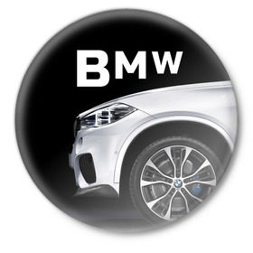 Значок с принтом BMW белая в городе Новоалтайск,  металл | круглая форма, металлическая застежка в виде булавки | bmw | x3 x4 x5 x6 x7 x8 | авто | автомобиль | блатная | бмв | бумер | бэха | иномарка | концерн | красивая | крутая | марка немецкая | машина | пацанский таз | прикольная | тачила | тачка
