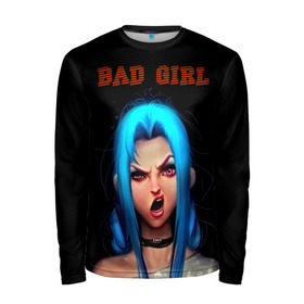 Мужской лонгслив 3D с принтом Bad Girl в городе Новоалтайск, 100% полиэстер | длинные рукава, круглый вырез горловины, полуприлегающий силуэт | 3d | girl | девушка | прикольные | рок | синие волосы | скандалистка | эмо