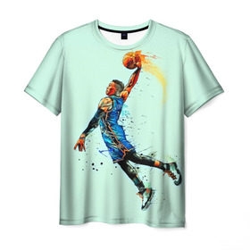 Мужская футболка 3D с принтом Russell Westbrook в городе Новоалтайск, 100% полиэфир | прямой крой, круглый вырез горловины, длина до линии бедер | basketball | nba | oklahoma city | russell westbrook | thunder | арт | баскетбол | картинка | краски | оклахома сити | прикольные | рассел уэстбрук | рисунок | спорт | тандер | цветные | яркие