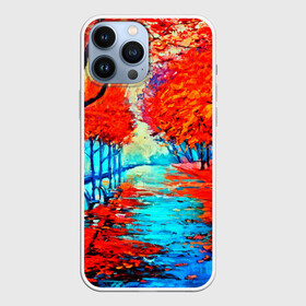 Чехол для iPhone 13 Pro Max с принтом Autumn в городе Новоалтайск,  |  | Тематика изображения на принте: 3d | вода | деревья | другие | желтый | живопись | картинка | краски | листья | осень | пейзаж | прикольные | природа | река | рисунок | яркие