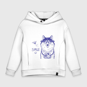 Детское худи Oversize хлопок с принтом Smile в городе Новоалтайск, френч-терри — 70% хлопок, 30% полиэстер. Мягкий теплый начес внутри —100% хлопок | боковые карманы, эластичные манжеты и нижняя кромка, капюшон на магнитной кнопке | smile | лето | очки | пчела | смайл | улыбка | фотоаппарат | хаски. маламут