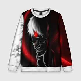 Детский свитшот 3D с принтом Tokyo Ghoul в городе Новоалтайск, 100% полиэстер | свободная посадка, прямой крой, мягкая тканевая резинка на рукавах и понизу свитшота | anime | ken kaneki | tokyo ghoul | аниме