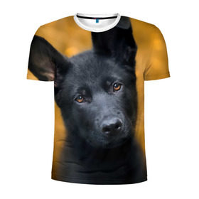Мужская футболка 3D спортивная с принтом Doggy в городе Новоалтайск, 100% полиэстер с улучшенными характеристиками | приталенный силуэт, круглая горловина, широкие плечи, сужается к линии бедра | dog | овчарка | пес | собака | черная овчарка | щеночек