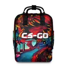 Женский рюкзак 3D с принтом CS GO-Hyper beast в городе Новоалтайск, 100% полиэстер | лямки с регулируемой длиной, сверху ручки, чтобы рюкзак нести как сумку. Основное отделение закрывается на молнию, как и внешний карман. Внутри два дополнительных кармана, один из которых закрывается на молнию. По бокам два дополнительных кармашка, куда поместится маленькая бутылочка
 | Тематика изображения на принте: hyper beast | кс го | скоростной зверь