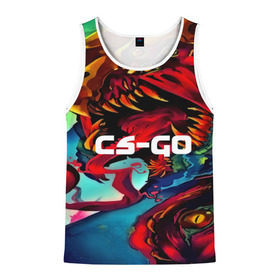 Мужская майка 3D с принтом CS GO-Hyper beast в городе Новоалтайск, 100% полиэстер | круглая горловина, приталенный силуэт, длина до линии бедра. Пройма и горловина окантованы тонкой бейкой | Тематика изображения на принте: hyper beast | кс го | скоростной зверь