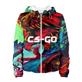 Женская куртка 3D с принтом CS GO-Hyper beast в городе Новоалтайск, ткань верха — 100% полиэстер, подклад — флис | прямой крой, подол и капюшон оформлены резинкой с фиксаторами, два кармана без застежек по бокам, один большой потайной карман на груди. Карман на груди застегивается на липучку | hyper beast | кс го | скоростной зверь