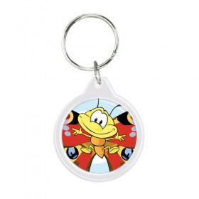 Брелок круглый с принтом Бабочка в городе Новоалтайск, пластик и полированная сталь | круглая форма, металлическое крепление в виде кольца | бабочка | лето | мотылек