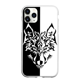 Чехол для iPhone 11 Pro Max матовый с принтом Двуликий волк в городе Новоалтайск, Силикон |  | монохромный | тату | черно белый