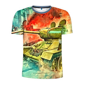Мужская футболка 3D спортивная с принтом Tank в городе Новоалтайск, 100% полиэстер с улучшенными характеристиками | приталенный силуэт, круглая горловина, широкие плечи, сужается к линии бедра | 3d | 9 мая | другие | живопись | картинка | огонь | победа | праздник | прикольные | природа | рисунок | танк | яркие