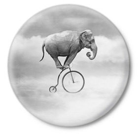 Значок с принтом Hipster Bike в городе Новоалтайск,  металл | круглая форма, металлическая застежка в виде булавки | Тематика изображения на принте: elephant | hipster | индия | йога | слон | хипстер