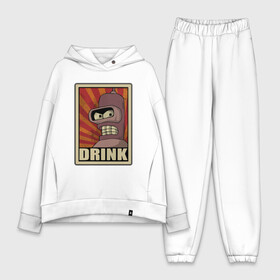 Женский костюм хлопок Oversize с принтом Бендер в городе Новоалтайск,  |  | bender | drink | futurama | бендер | футурама
