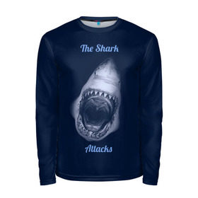 Мужской лонгслив 3D с принтом the shark attacks в городе Новоалтайск, 100% полиэстер | длинные рукава, круглый вырез горловины, полуприлегающий силуэт | shark | акула | глубина | зубы | море | океан | пасть | укус | хищник