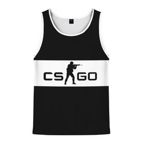 Мужская майка 3D с принтом CS GO черно-белый в городе Новоалтайск, 100% полиэстер | круглая горловина, приталенный силуэт, длина до линии бедра. Пройма и горловина окантованы тонкой бейкой | cs go | контер страйк | контра