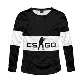Женский лонгслив 3D с принтом CS GO черно-белый в городе Новоалтайск, 100% полиэстер | длинные рукава, круглый вырез горловины, полуприлегающий силуэт | cs go | контер страйк | контра