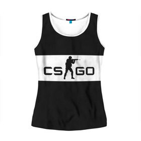 Женская майка 3D с принтом CS GO черно-белый в городе Новоалтайск, 100% полиэстер | круглая горловина, прямой силуэт, длина до линии бедра | cs go | контер страйк | контра