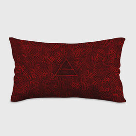 Подушка 3D антистресс с принтом 30 seconds to mars. символы в городе Новоалтайск, наволочка — 100% полиэстер, наполнитель — вспененный полистирол | состоит из подушки и наволочки на молнии | глифы | знаки | красный | логотип | паттерн | рок | рокнрол | текстура | треугольник