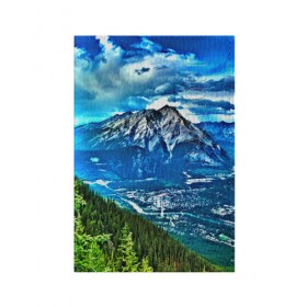 Обложка для паспорта матовая кожа с принтом Snowy mountains в городе Новоалтайск, натуральная матовая кожа | размер 19,3 х 13,7 см; прозрачные пластиковые крепления | 