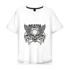 Мужская футболка хлопок Oversize с принтом Death rider в городе Новоалтайск, 100% хлопок | свободный крой, круглый ворот, “спинка” длиннее передней части | biker | death | death rider | moto | rider | байк | байкер | мото | мотоцикл | мотоциклист | рокер | свобода | череп | черепа