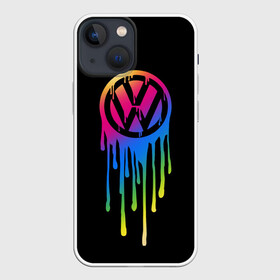 Чехол для iPhone 13 mini с принтом Volkswagen в городе Новоалтайск,  |  | brand | bright | car | color | drops | flow | germany | logo | rainbow | sign | spectrum | volkswagen | автомобиль | германия | знак | капли | логотип | марка | радуга | спектр | течет | цвет | яркий