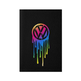 Обложка для паспорта матовая кожа с принтом Volkswagen в городе Новоалтайск, натуральная матовая кожа | размер 19,3 х 13,7 см; прозрачные пластиковые крепления | Тематика изображения на принте: brand | bright | car | color | drops | flow | germany | logo | rainbow | sign | spectrum | volkswagen | автомобиль | германия | знак | капли | логотип | марка | радуга | спектр | течет | цвет | яркий