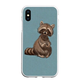 Чехол для iPhone XS Max матовый с принтом Raccoon в городе Новоалтайск, Силикон | Область печати: задняя сторона чехла, без боковых панелей | raccoon | енот
