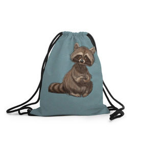 Рюкзак-мешок 3D с принтом Raccoon в городе Новоалтайск, 100% полиэстер | плотность ткани — 200 г/м2, размер — 35 х 45 см; лямки — толстые шнурки, застежка на шнуровке, без карманов и подкладки | Тематика изображения на принте: raccoon | енот